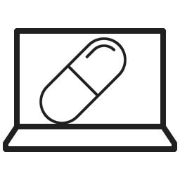 laptop computer with pill on screen icon