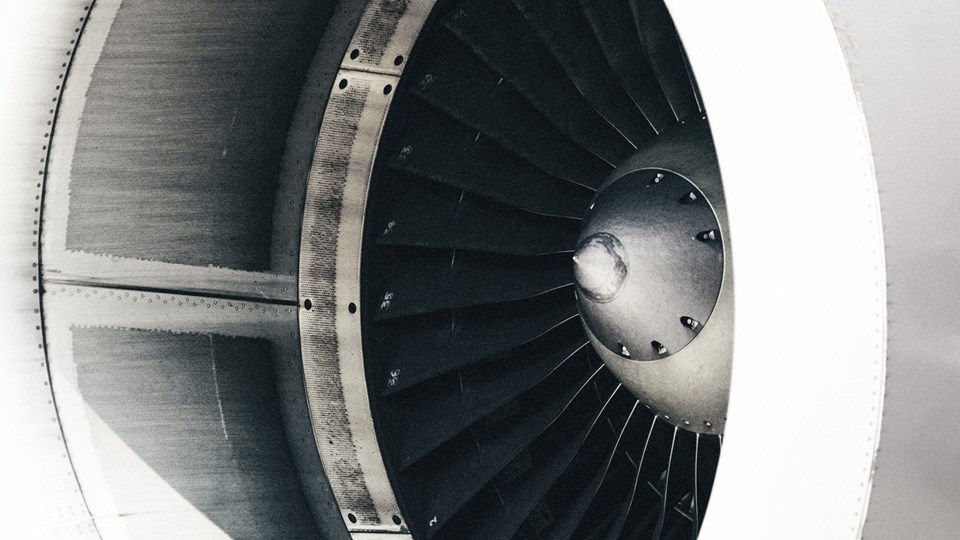 Airplane jet engine tubine fan