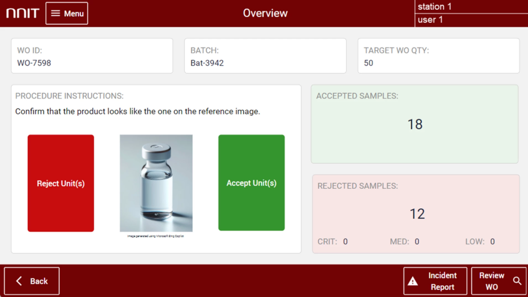 Overview of workorder. 
