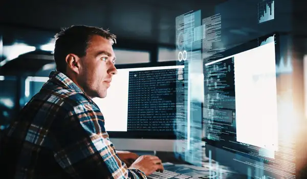 Man looking at screen