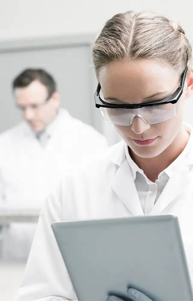 Laboratory employees working