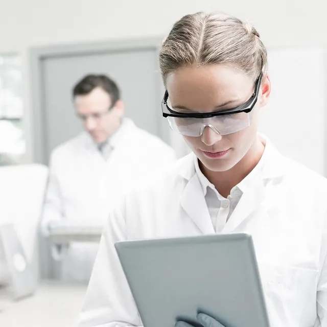 Laboratory employees working